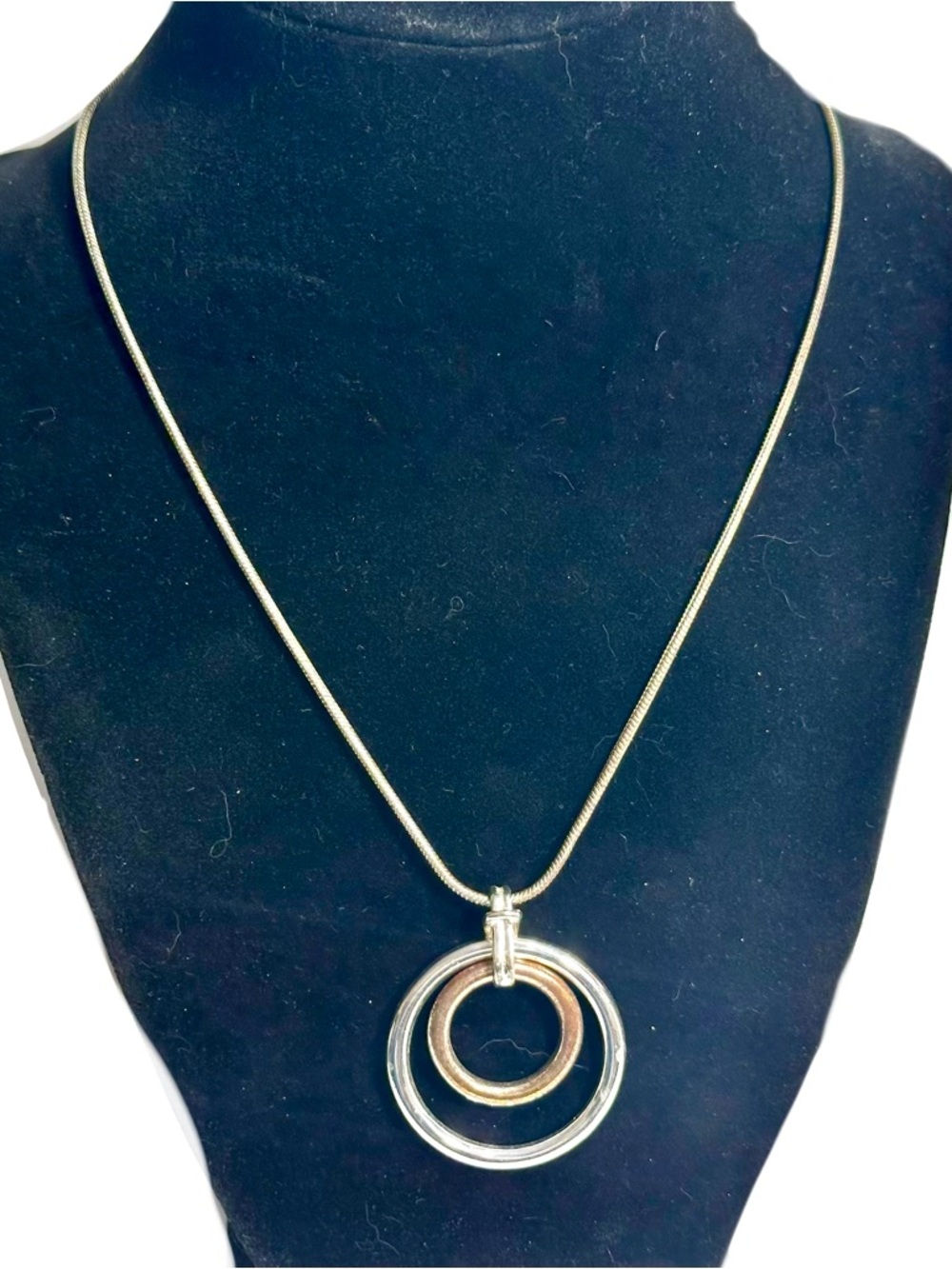 Dana Buchman Round Double Pendant Necklace Tri Color Snake Chain Classic